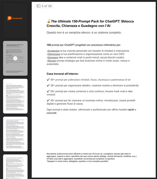 🔓 The Ultimate 150-Prompt Pack for ChatGPT: Crescita, Focus e Profitto con l’AI